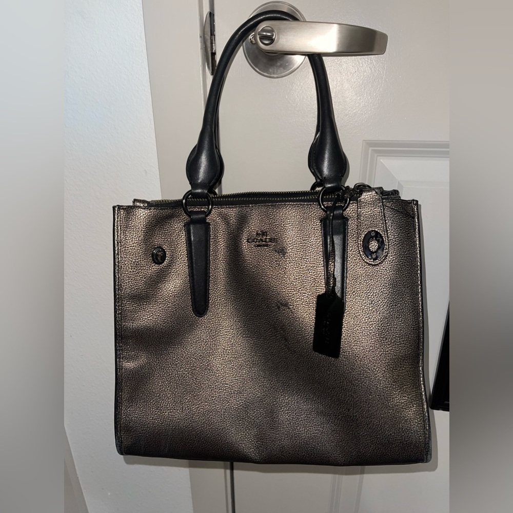 Coach gold shimmer gunmetal purse